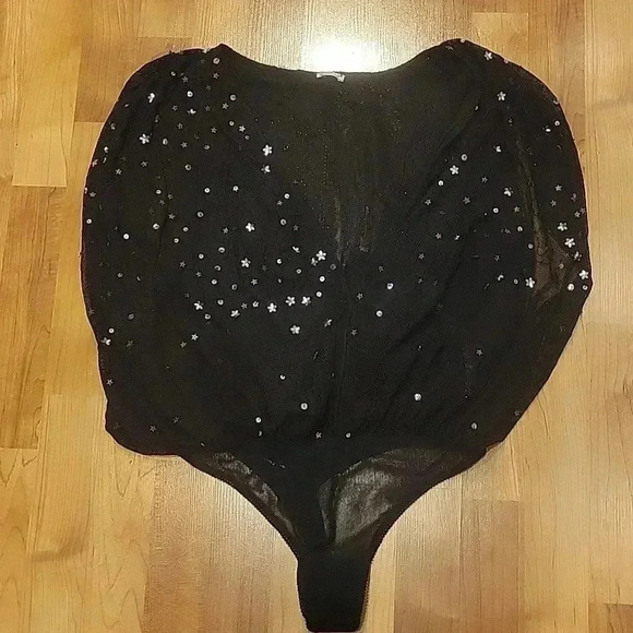 Free People Intimately Bodysuit Mesh Sequins Stars Sleevesless S - Picture 2 of 9